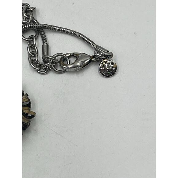 J. Crew Mixed Metal Hematite Crystal Layered Stacked Square Beads Snake Necklace - Picture 6 of 10